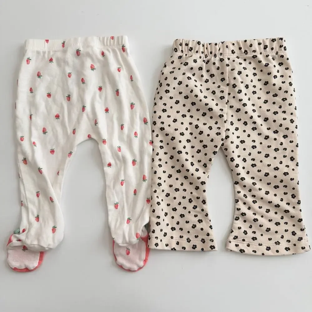 5x Carter’s H&M Cat & Jack baby girl pants stripe bow strawberry leopard print
